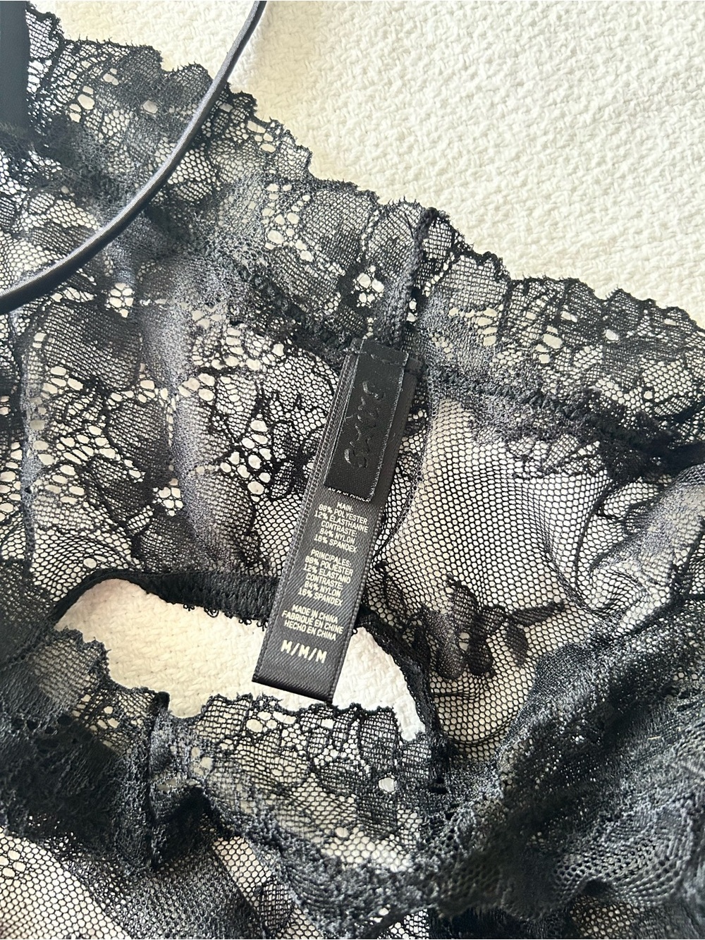 SKIMS Ultra Fine Lace Teddy in Onyx - Picture 5 of 6